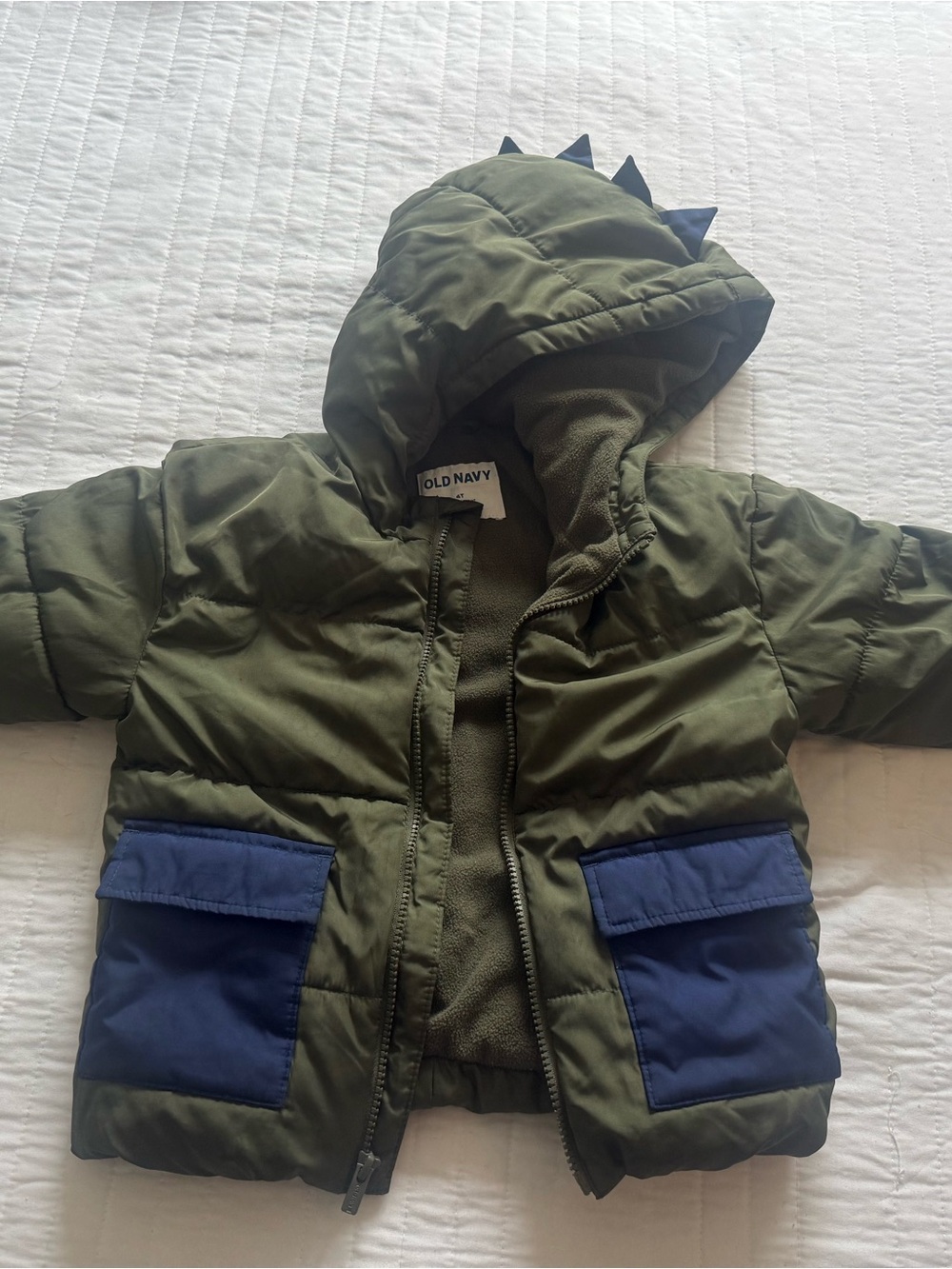 Boys 4T Dinosaur Puffer Jacket (olive green) from Old Navy